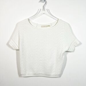 Ramy Brook  Women’s Size XS Cream White Oversized Textured Sweater Crop Top